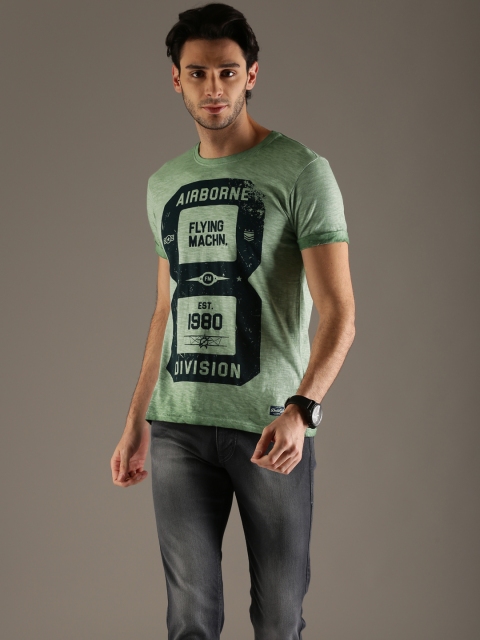 

Flying Machine Men Green Printed T-shirt