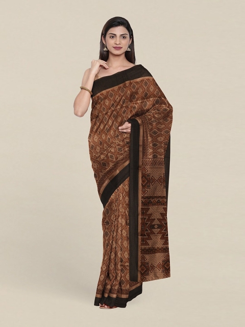 

Pothys Brown & Black Geometric Printed Saree