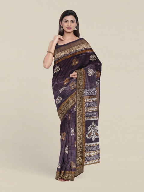 

Pothys Violet Floral Printed Zari Saree