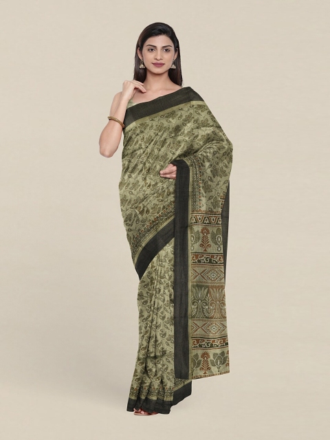 

Pothys Green & Black Floral Saree