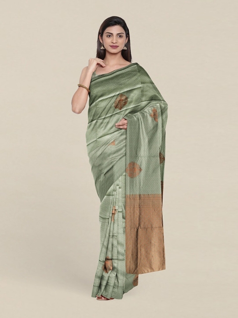 

Pothys Green & Copper-Toned Woven Design Zari Saree