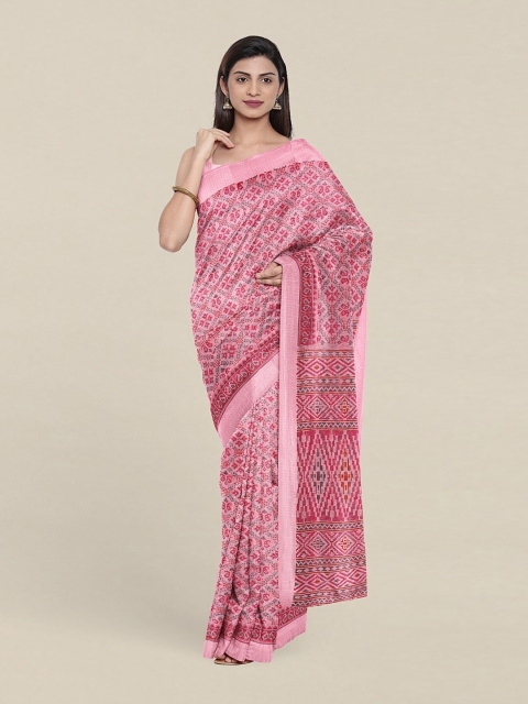 

Pothys Pink & Brown Ethnic Motifs Saree