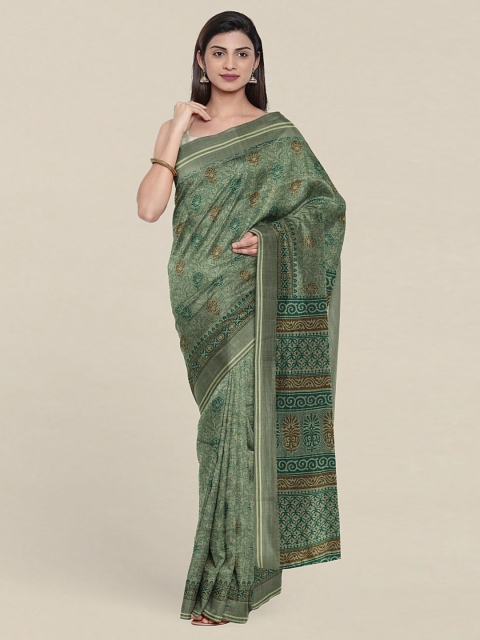 

Pothys Green & Red Floral Zari Saree