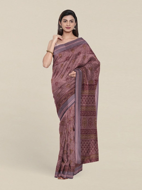 

Pothys Lavender & Beige Floral Printed Zari Saree