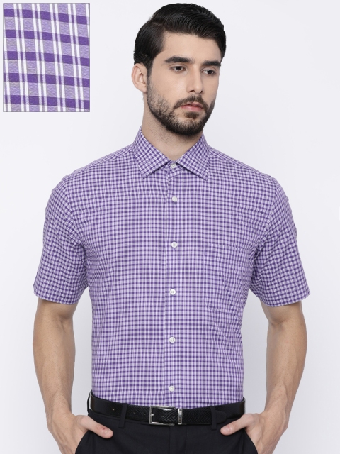 

Arrow Men Purple & Off-White Regular Fit Checked Casual Shirt