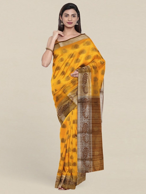 

Pothys Women Yellow & Gold Woven Design Cotton Blend Saree