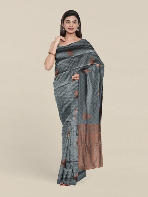 

Pothys Grey & Copper-Toned Woven Design Zari Saree