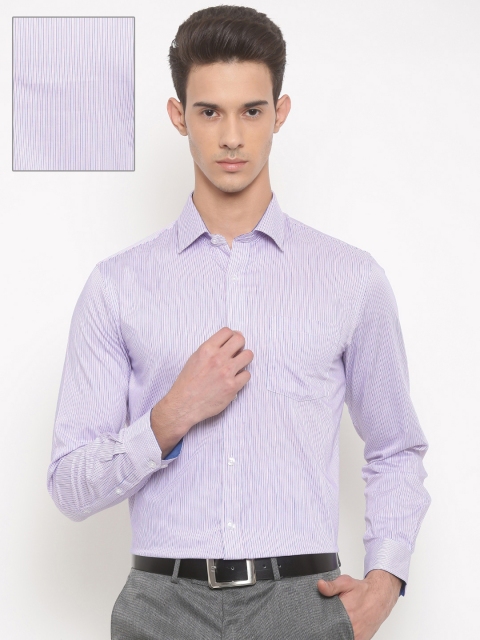 

Arrow Men White & Pink Slim Fit Striped Formal Shirt