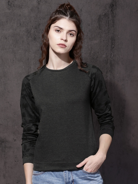 

Roadster Women Charcoal Grey Solid Sweatshirt