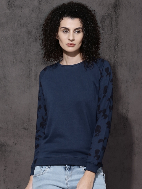 

Roadster Women Navy Blue Solid Sweatshirt