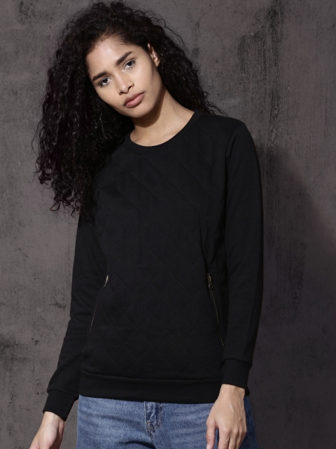 

Roadster Women Black Solid Sweatshirt