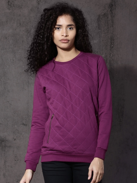 

Roadster Women Purple Solid Sweatshirt