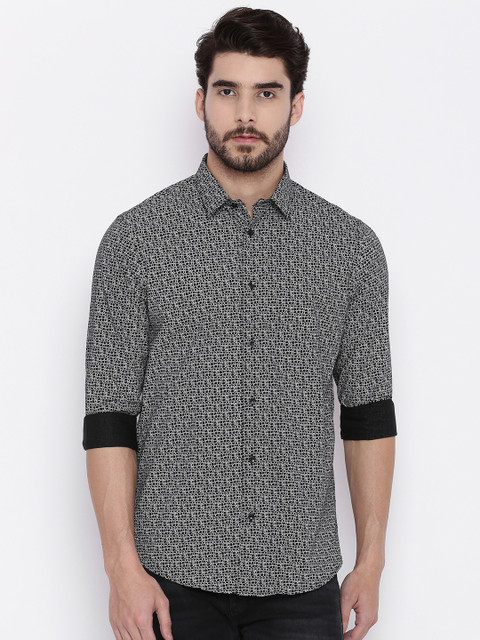 

Arrow New York Men Black & White Slim Fit Printed Shirt