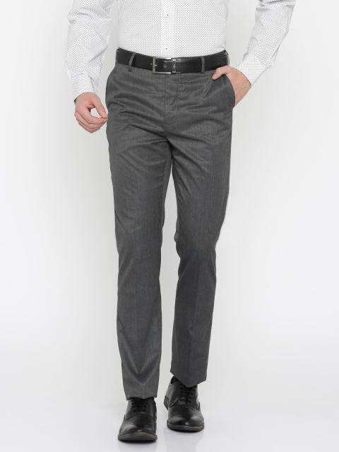 

Arrow Men Charcoal Tapered Fit Solid Formal Trousers