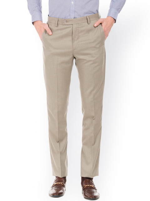 

Arrow Men Beige Tapered Fit Solid Formal Trousers