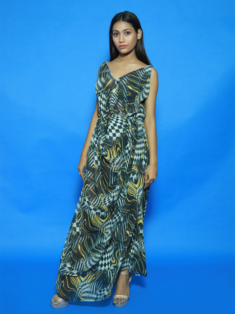 

Rajoria Instyle Women Georgette Maxi Dress, Black