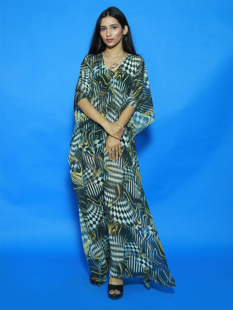 

Rajoria Instyle Abstract Georgette Kaftan Maxi Dress, Grey