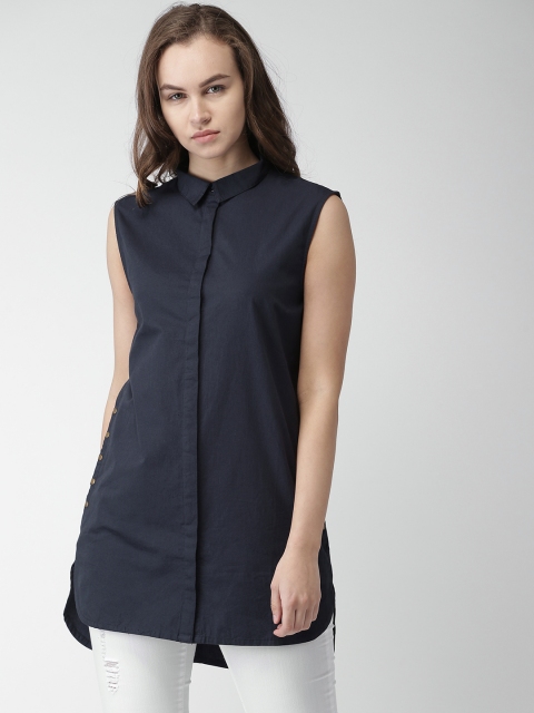 

Mast & Harbour Women Navy Blue Solid Shirt-Style Top