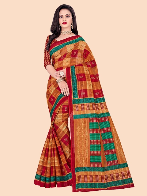 

FEMMIBELLA Yellow & Green Pure Cotton Saree