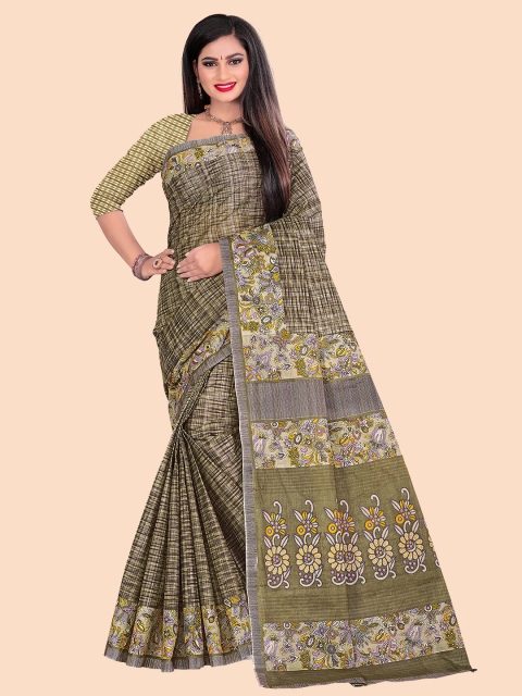 

FEMMIBELLA Green & Grey Pure Cotton Saree