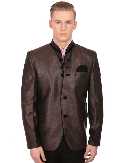 

Wintage Men Brown Single-Breasted Tailored Fit Ethnic Bandhgala Blazer