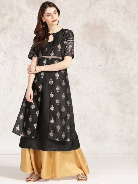 

Anouk Women Black Printed A-Line Layered Kurta