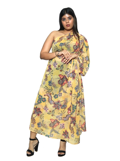 

Rajoria Instyle WOMEN Floral One Shoulder Georgette Maxi Dress, Multi