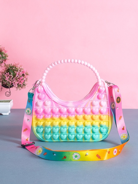 

Golden Peacock Multicoloured Bubble Push Pop It Sling Bag, Pink