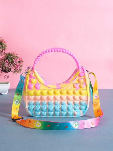 

Golden Peacock Multicoloured Bubble Push Pop It Sling Bag, Yellow
