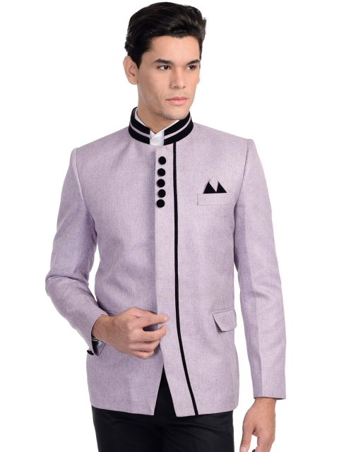 

Wintage Men Lavender Single-Breasted Tailored Fit Ethnic Bandhgala Blazer