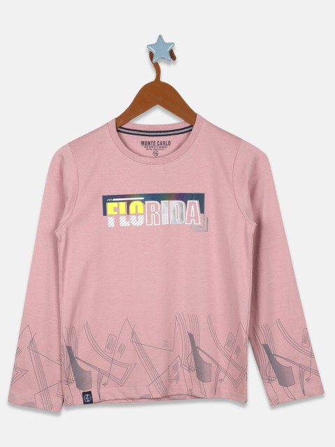 

Monte Carlo Boys Typography Printed Slim Fit T-shirt, Pink