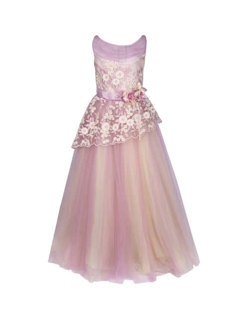 

CUTECUMBER Girls Cream-Coloured Embellished Fit and Flare Dress