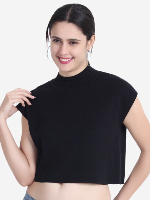 

JoE Hazel Women Black Solid Crop Pullover