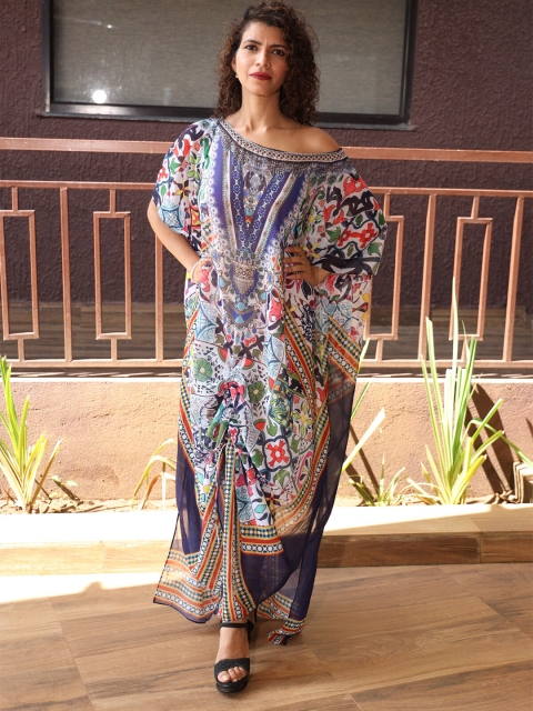 

Rajoria Instyle Women Printed Off-Shoulder Coverup Kaftan Dress, Multi
