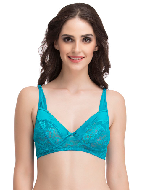 

Clovia Lace Non-Padded Non-Wired Balconette Bra, Blue