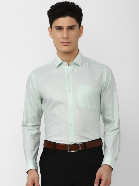 

Peter England Elite Men Self Design Pure Cotton Formal Shirt, Green