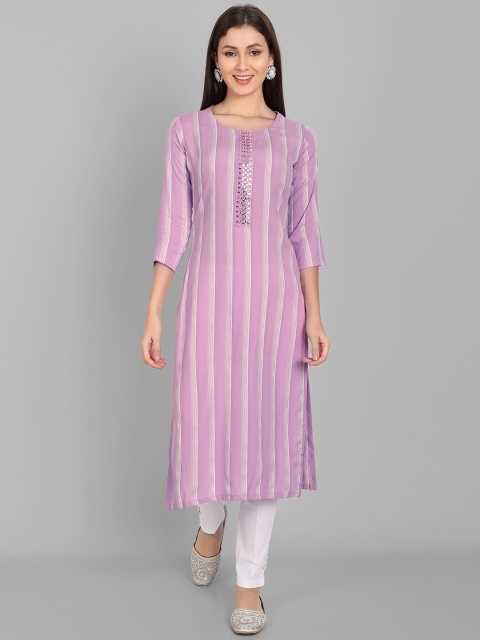 

Pakiza Women Purple Striped Kurta