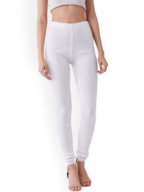 

RVK Women Solid Churidar-Length Leggings, White