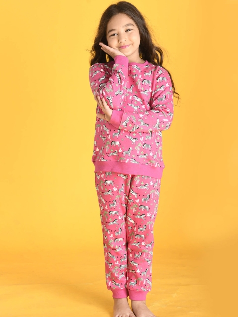 

Anthrilo Girls Pink & White Printed Top with Trousers