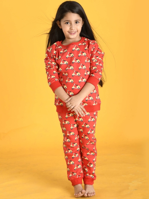 

Anthrilo Girls Red & Yellow Printed Night suit