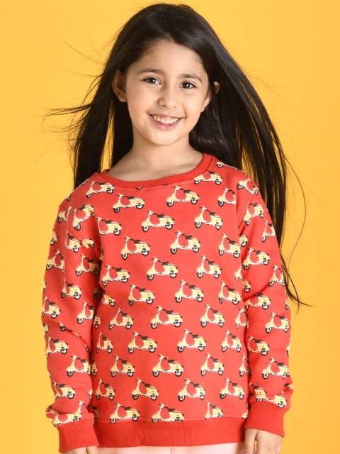 

Anthrilo Girls Red & Beige Printed Top with Trousers