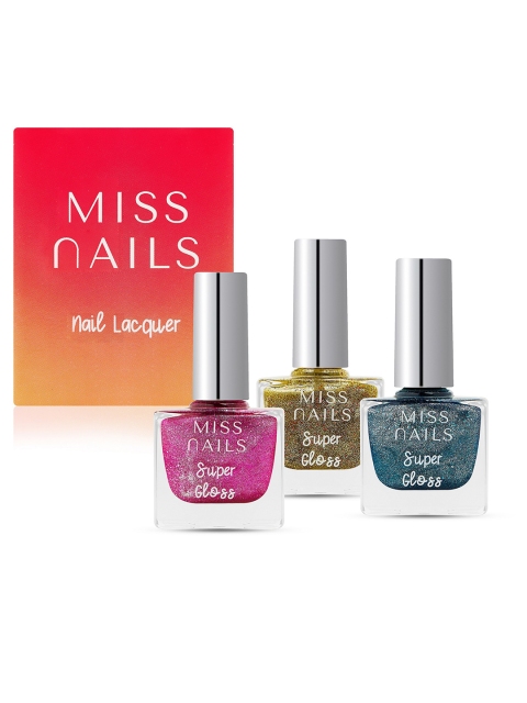 

MISS NAILS Set of 3 Toxic Free Super Gloss Combo Nail Polish, Pink