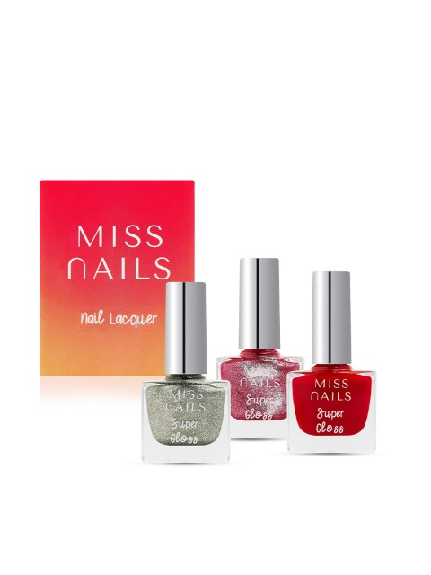

MISS NAILS Set Of 3 Toxic Free Super Gloss Nail Polish 30ml, Red