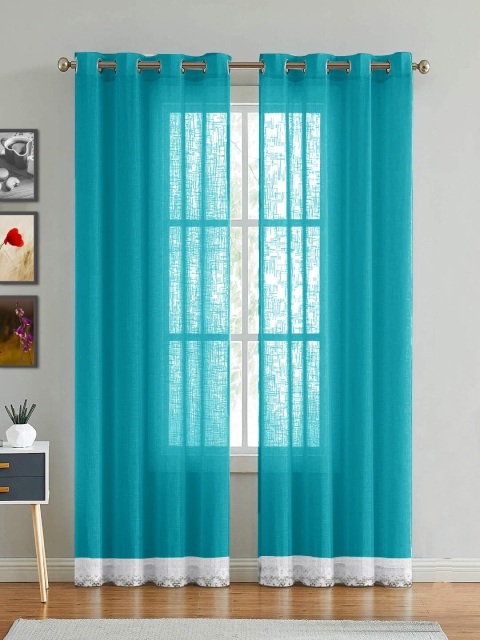 

HOMEMONDE Solid Sheer Door Curtain, Blue