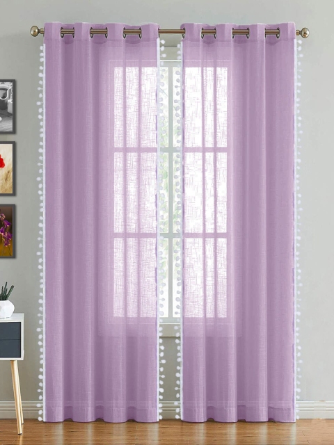

HOMEMONDE Purple & White Sheer Door Curtain