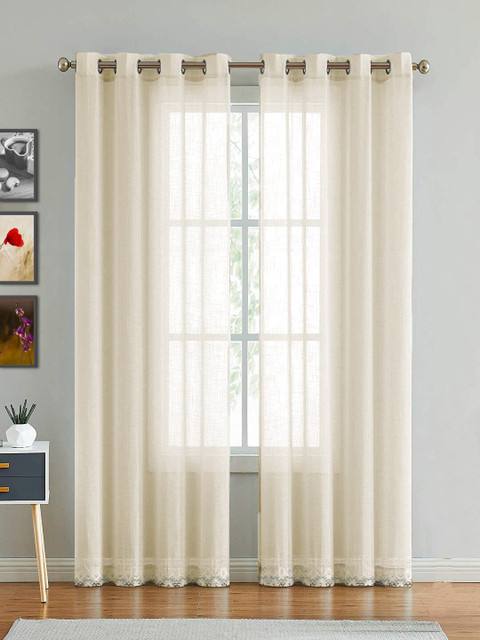 

HOMEMONDE Lace Sheer Door Curtain, Beige