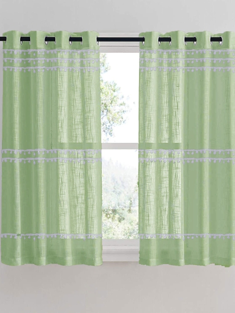 

HOMEMONDE Green & White Sheer Window Curtain