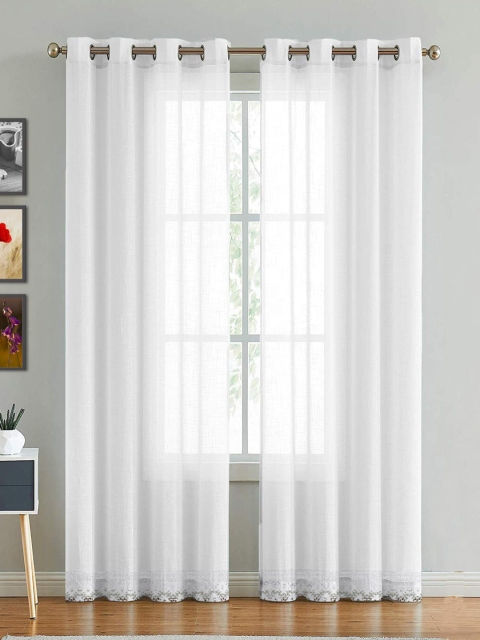 

HOMEMONDE Solid Sheer Door Curtain, White