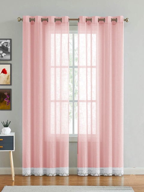 

HOMEMONDE lace Sheer Door Curtain, Pink