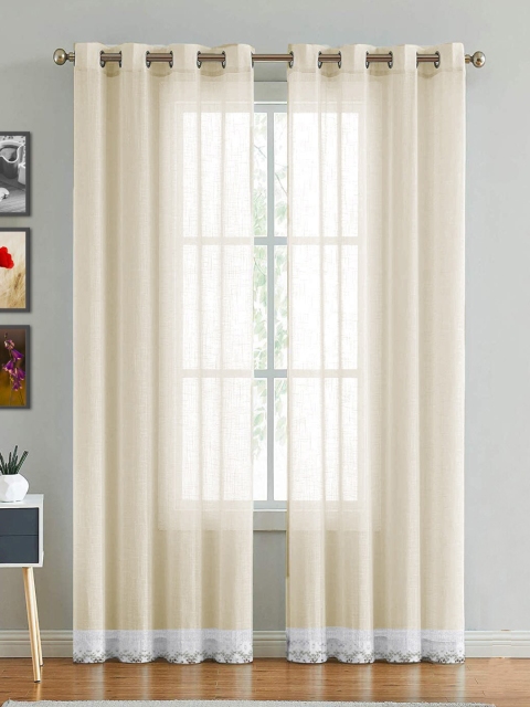 

HOMEMONDE Lace Sheer Door Curtain, Beige